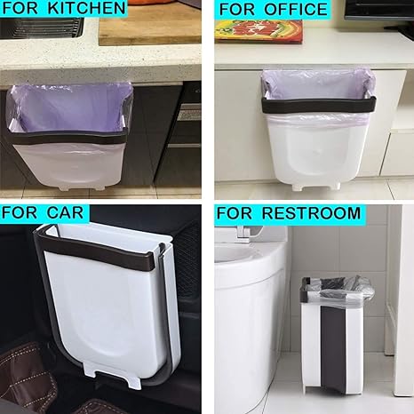 Foldable Multifunctional Kitchen Waste Bin – 9L Hanging Trash Can for Home and Office - Modish Bazar