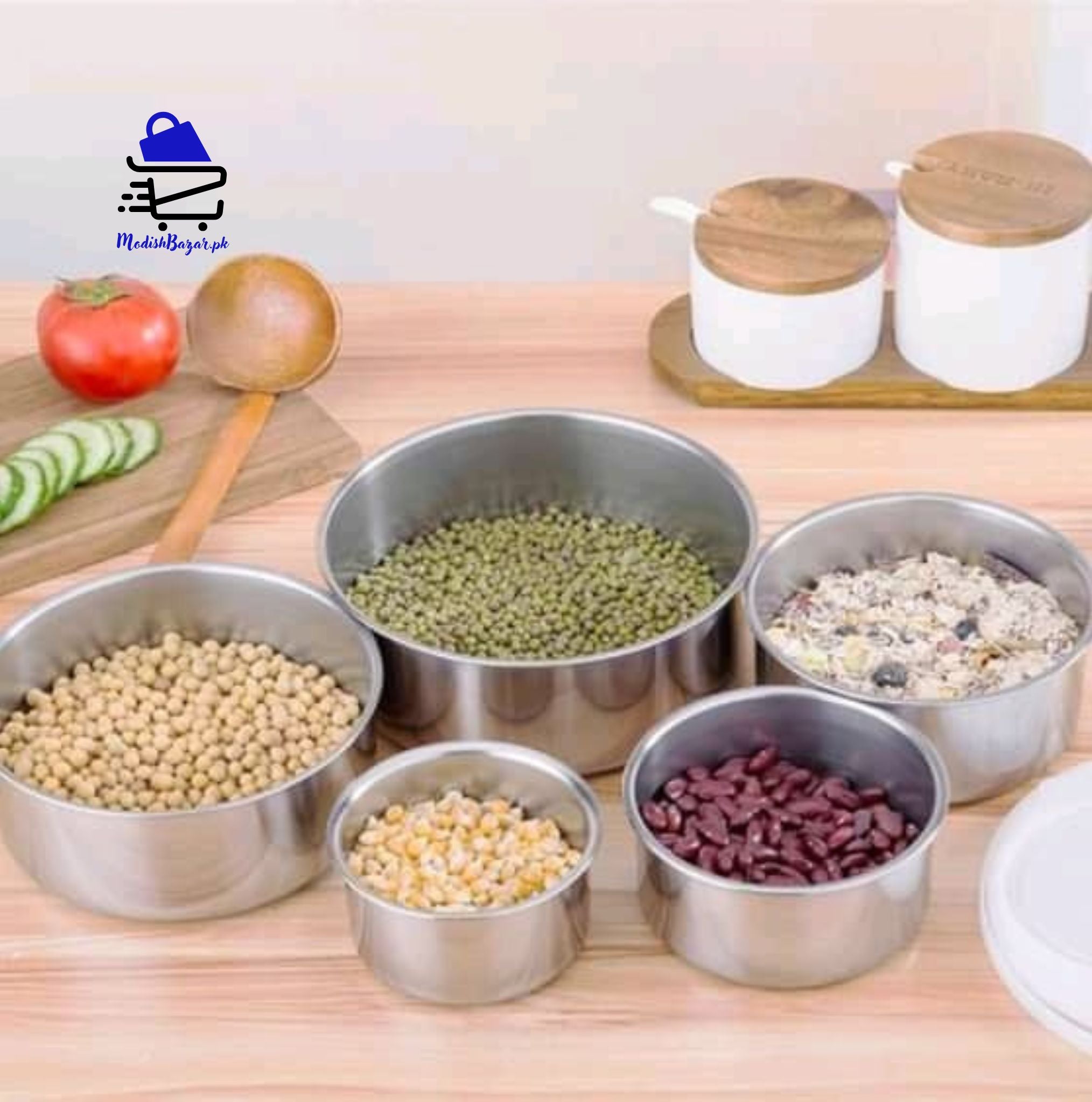 5-Piece Stainless Steel Bowl Set – Mixing & Serving Bowls