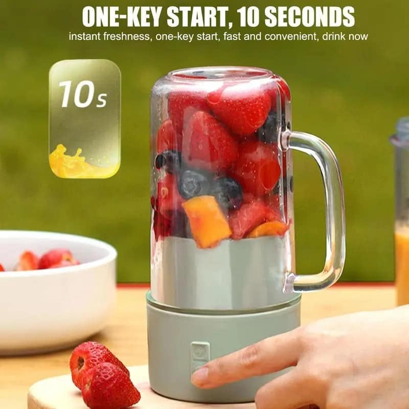2-in-1 Mini Portable USB Rechargeable Juicer – 6 Blades High-Speed Crusher - Modish Bazar