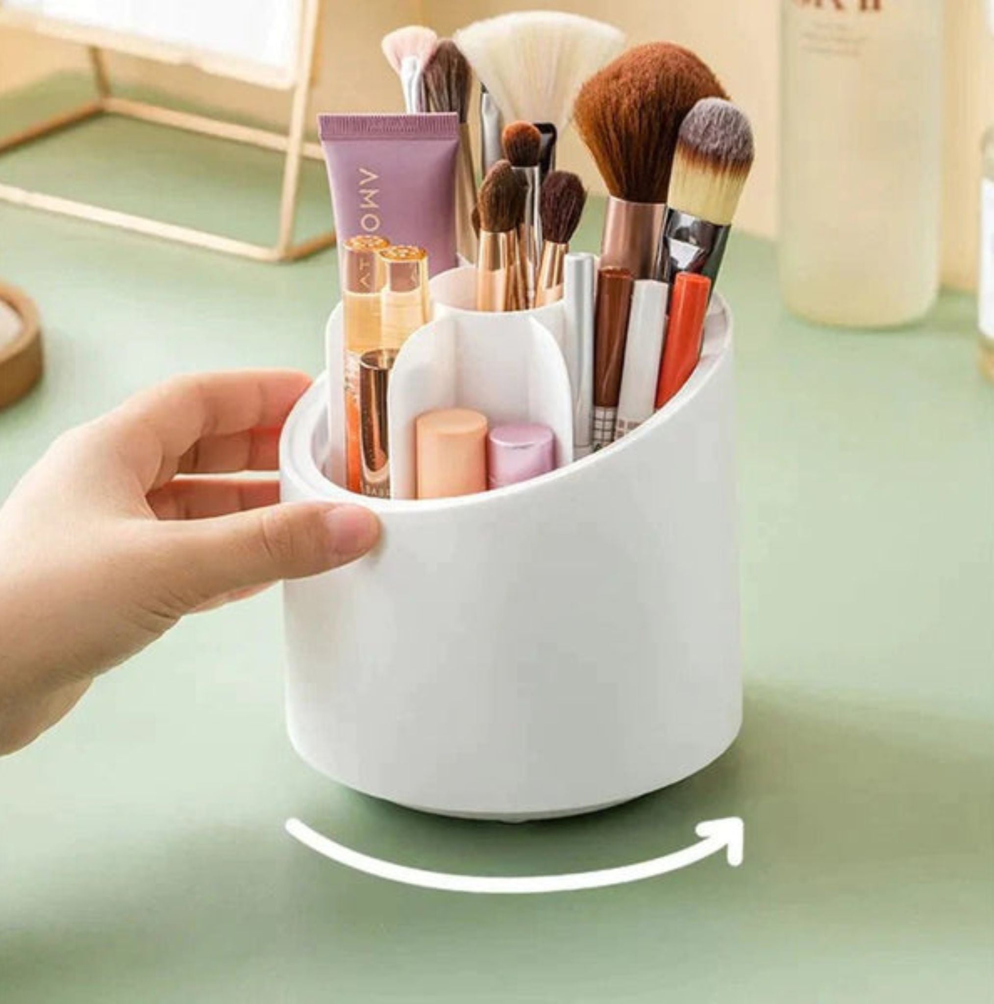 360 Degree Rotating Makeup Brush Organizer