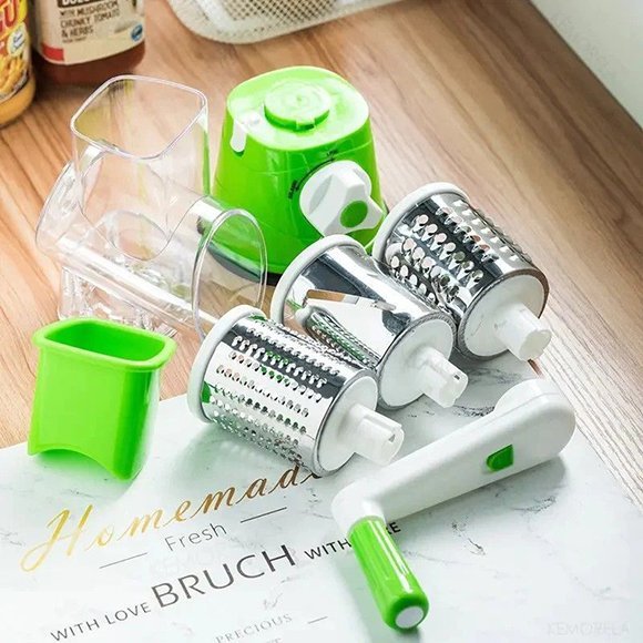 3-in-1 Vegetable Grater & Slicer – Manual Drum Cutter for Effortless Chopping - Modish Bazar