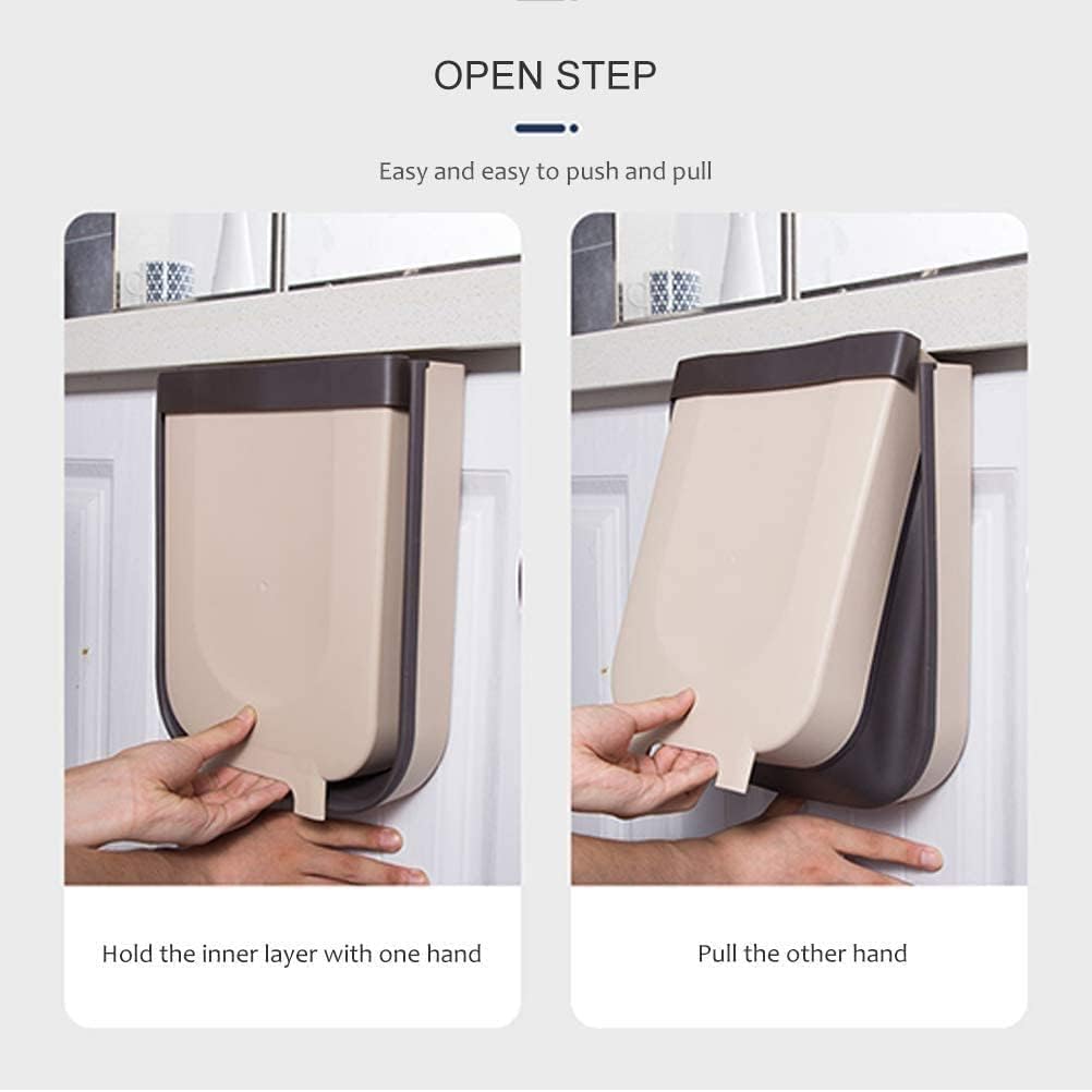 Foldable Multifunctional Kitchen Waste Bin – 9L Hanging Trash Can for Home and Office - Modish Bazar
