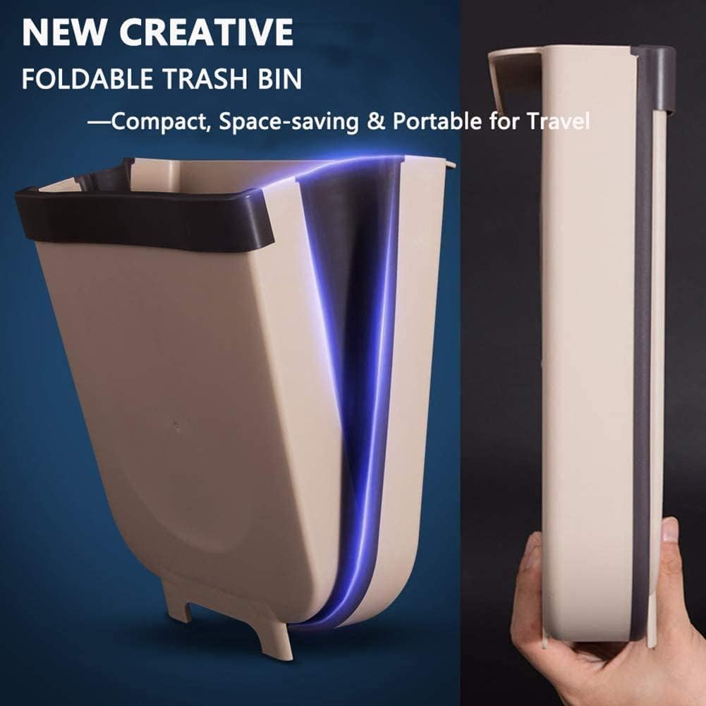 Foldable Multifunctional Kitchen Waste Bin – 9L Hanging Trash Can for Home and Office - Modish Bazar
