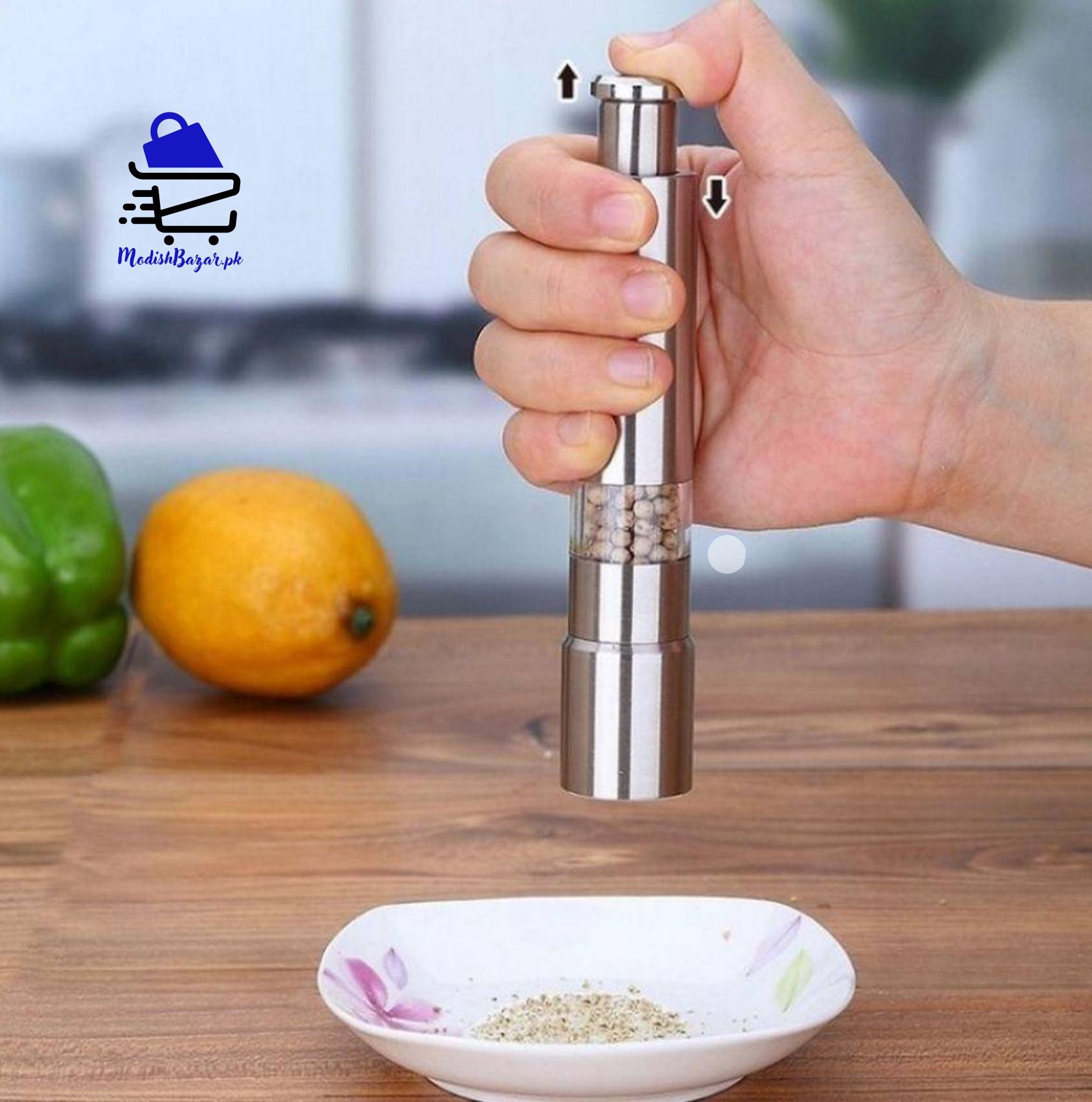 Thumb Push Stainless Steel Pepper Grinder 