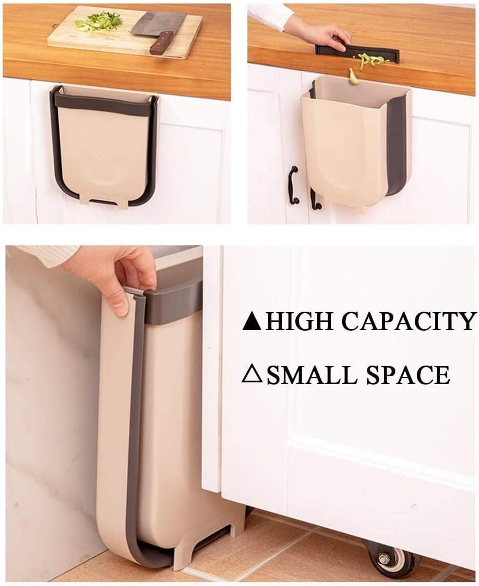 Foldable Multifunctional Kitchen Waste Bin – 9L Hanging Trash Can for Home and Office - Modish Bazar