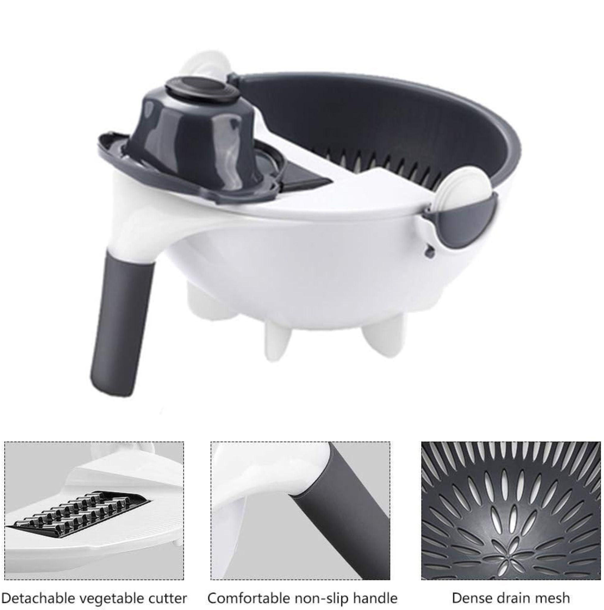 Plastic food chopper with built-in container
