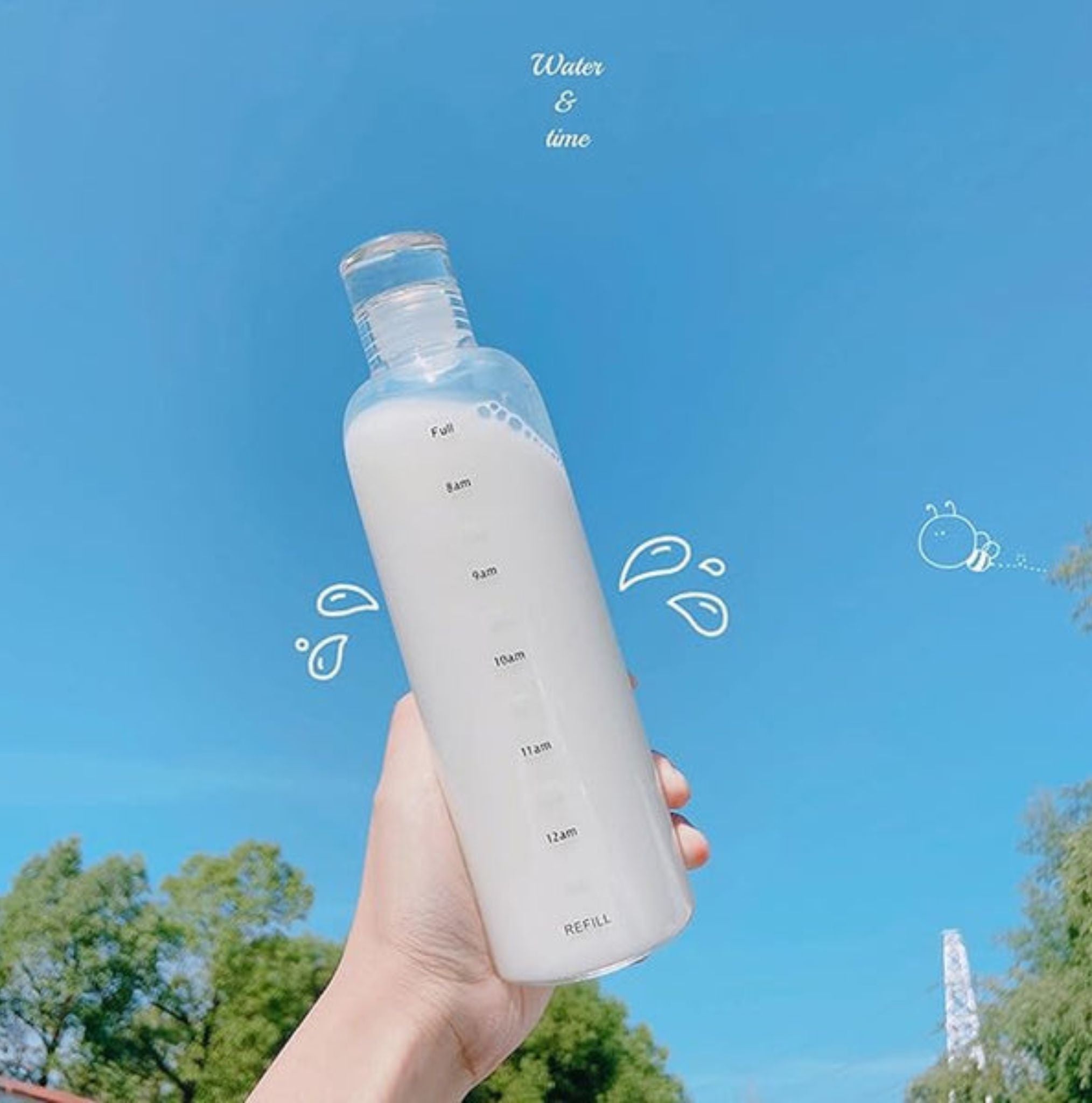 700ml Clear Glass Measurement Water Bottle With Leak-Proof Lid