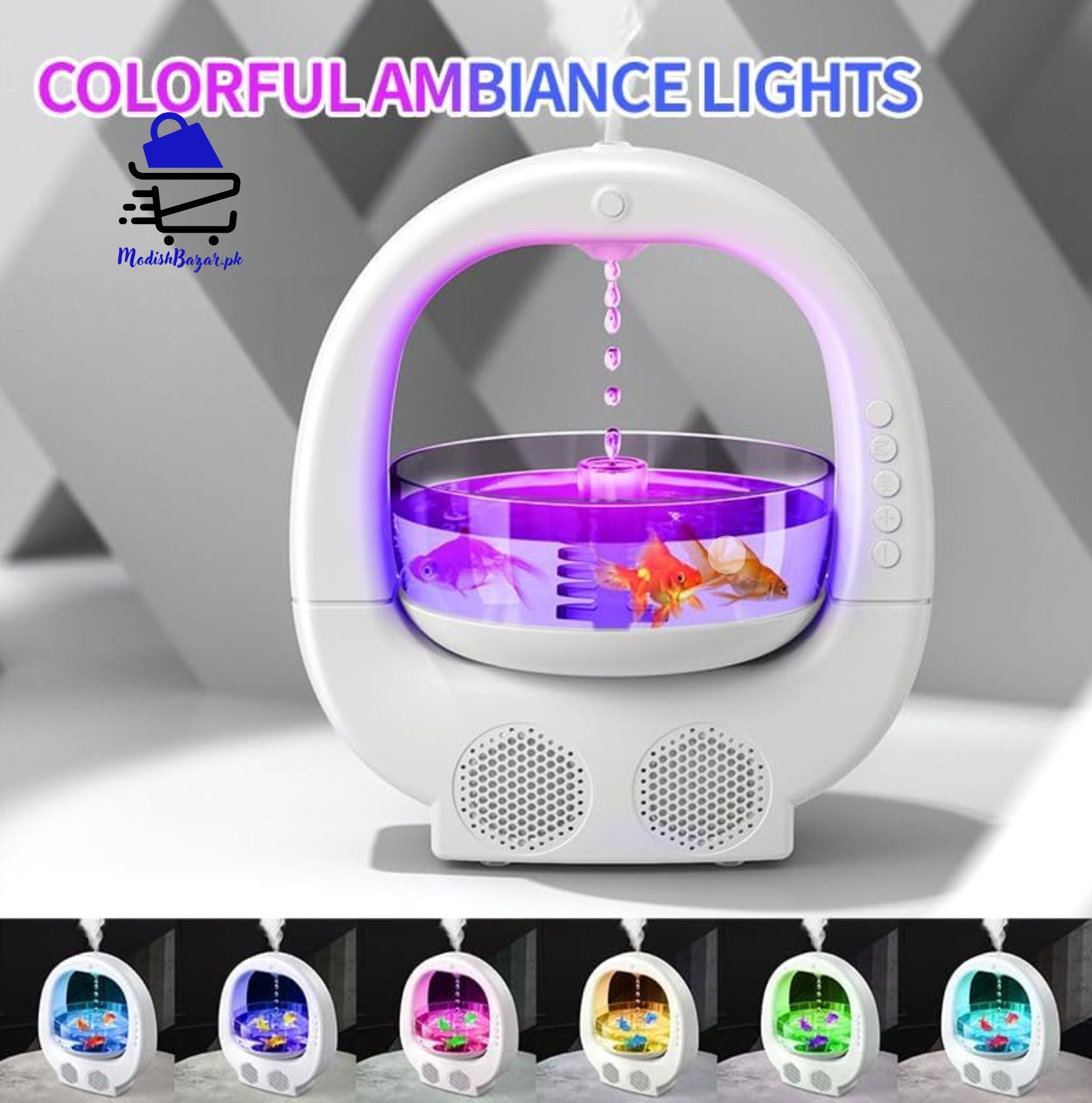 Anti-Gravity Aquarium Humidifier with Bluetooth Speaker & LED – Rechargeable