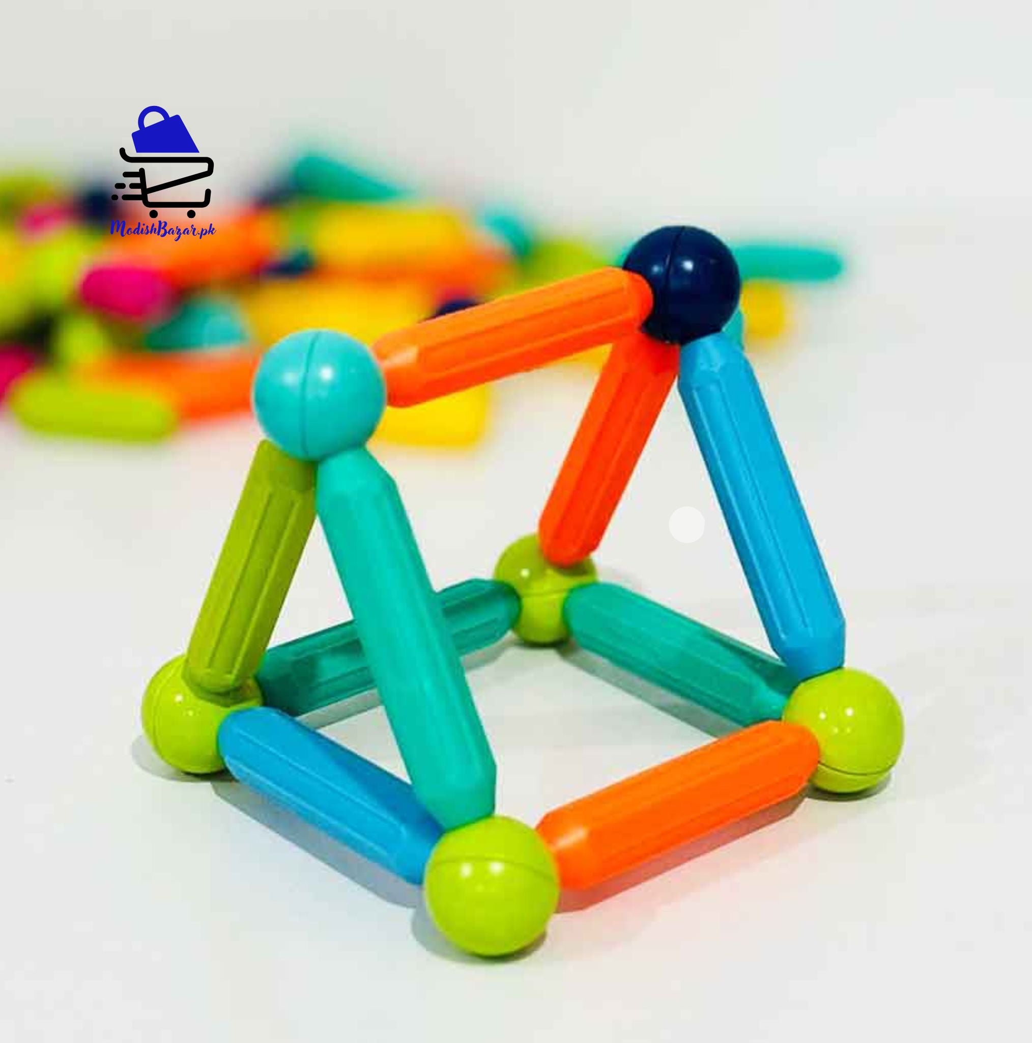 Colorful magnetic balls and rods construction toy