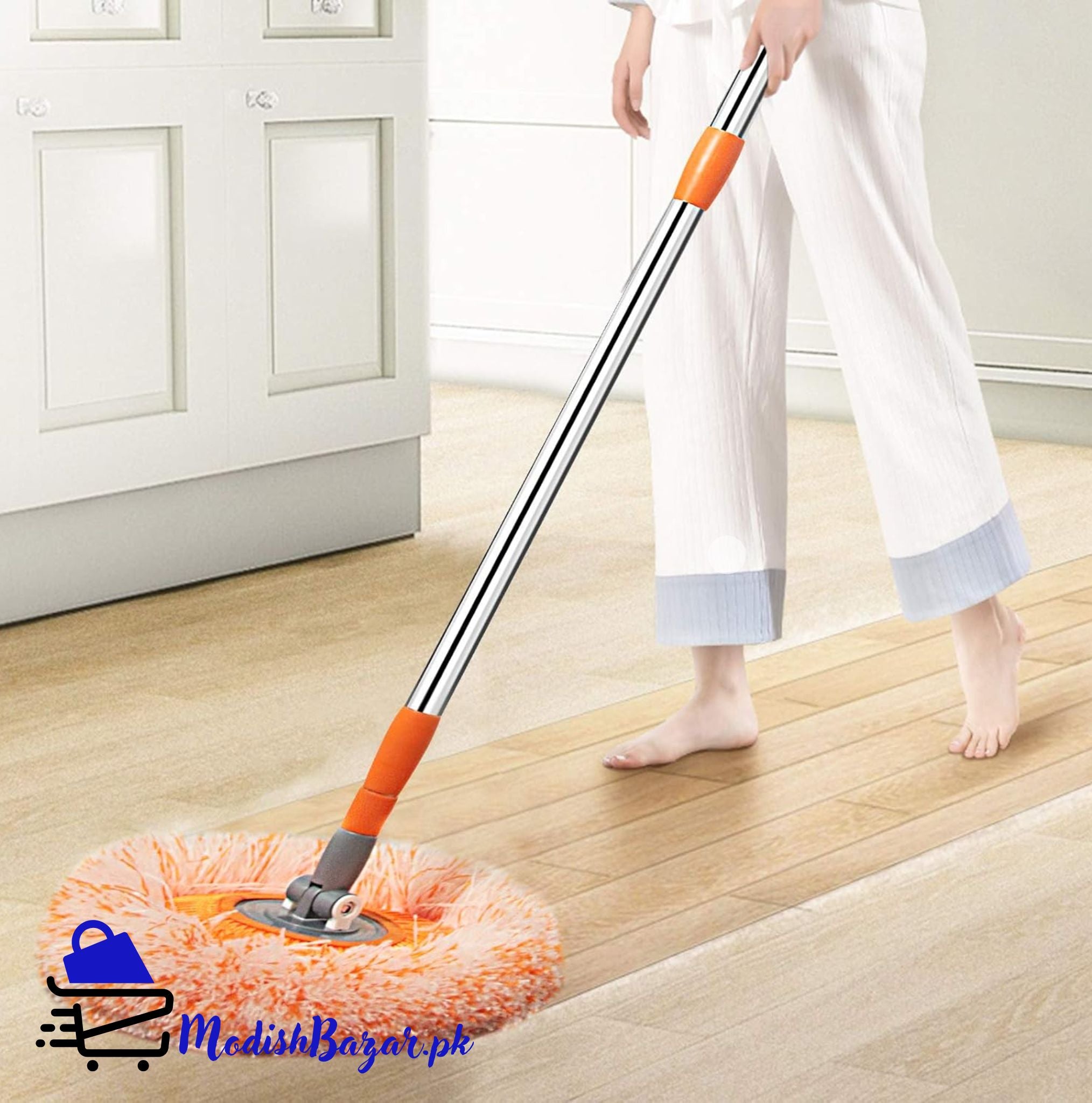 orange duster mop