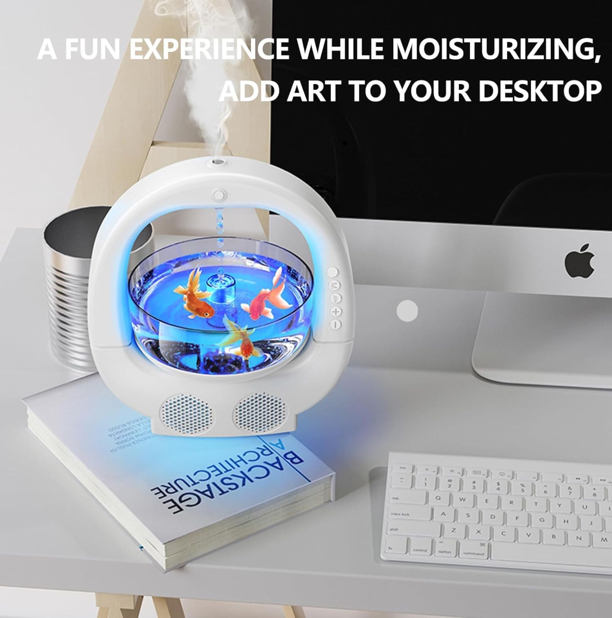 Anti-Gravity Aquarium Humidifier with Bluetooth Speaker & LED – Rechargeable