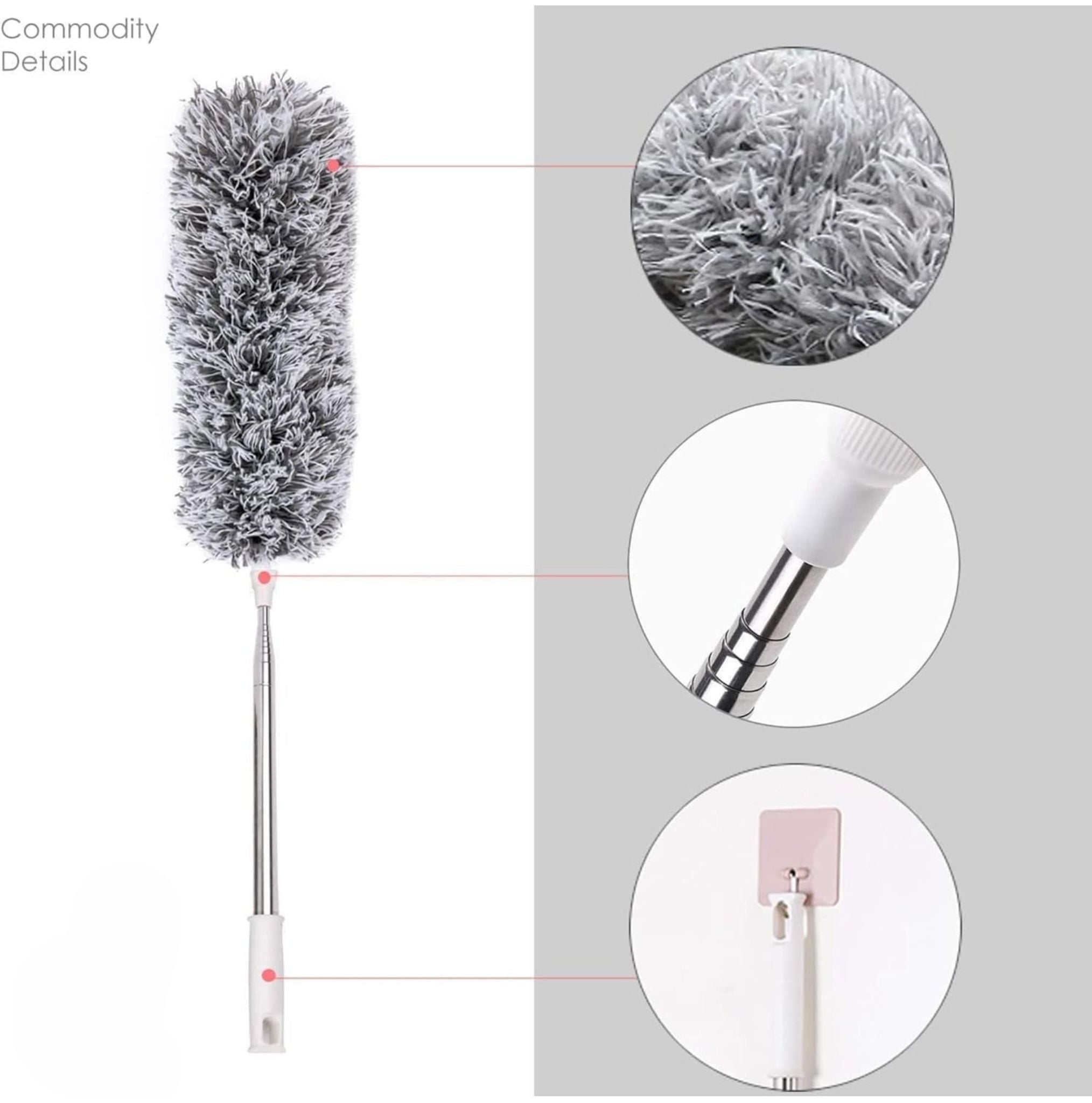 Flexible Microfiber Duster with Long Extendable Rod