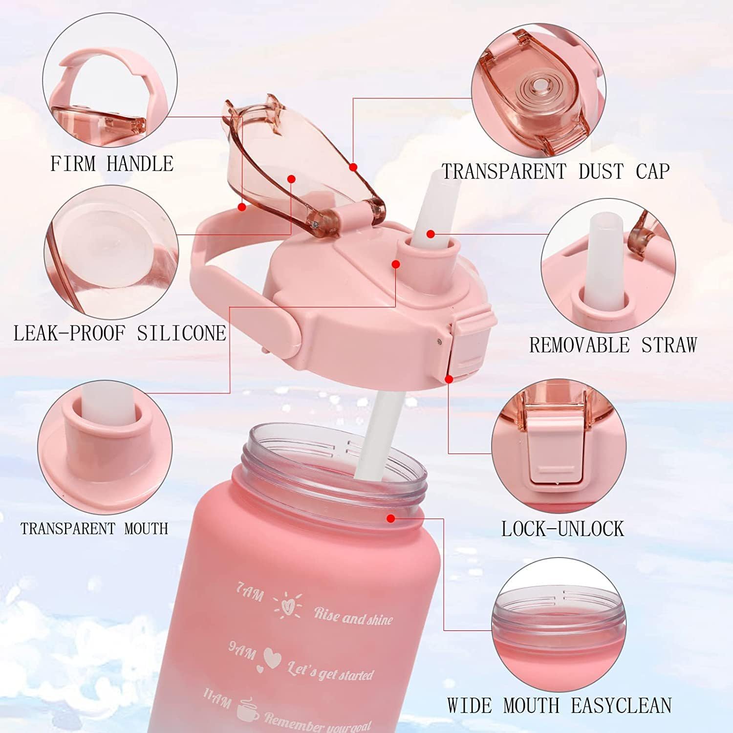 3 pcs Motivational Gradient Water Bottle Set – Stay Hydrated in Style!