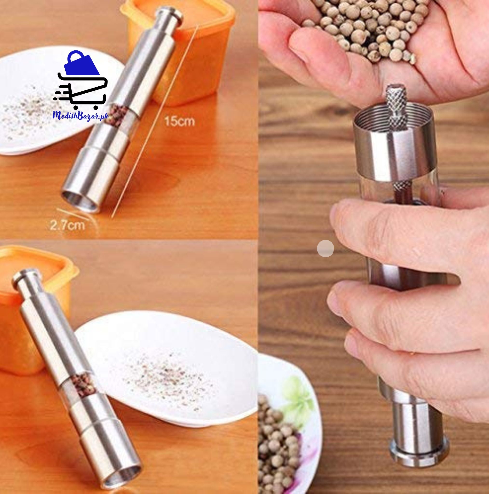Thumb Push Stainless Steel Pepper Grinder 