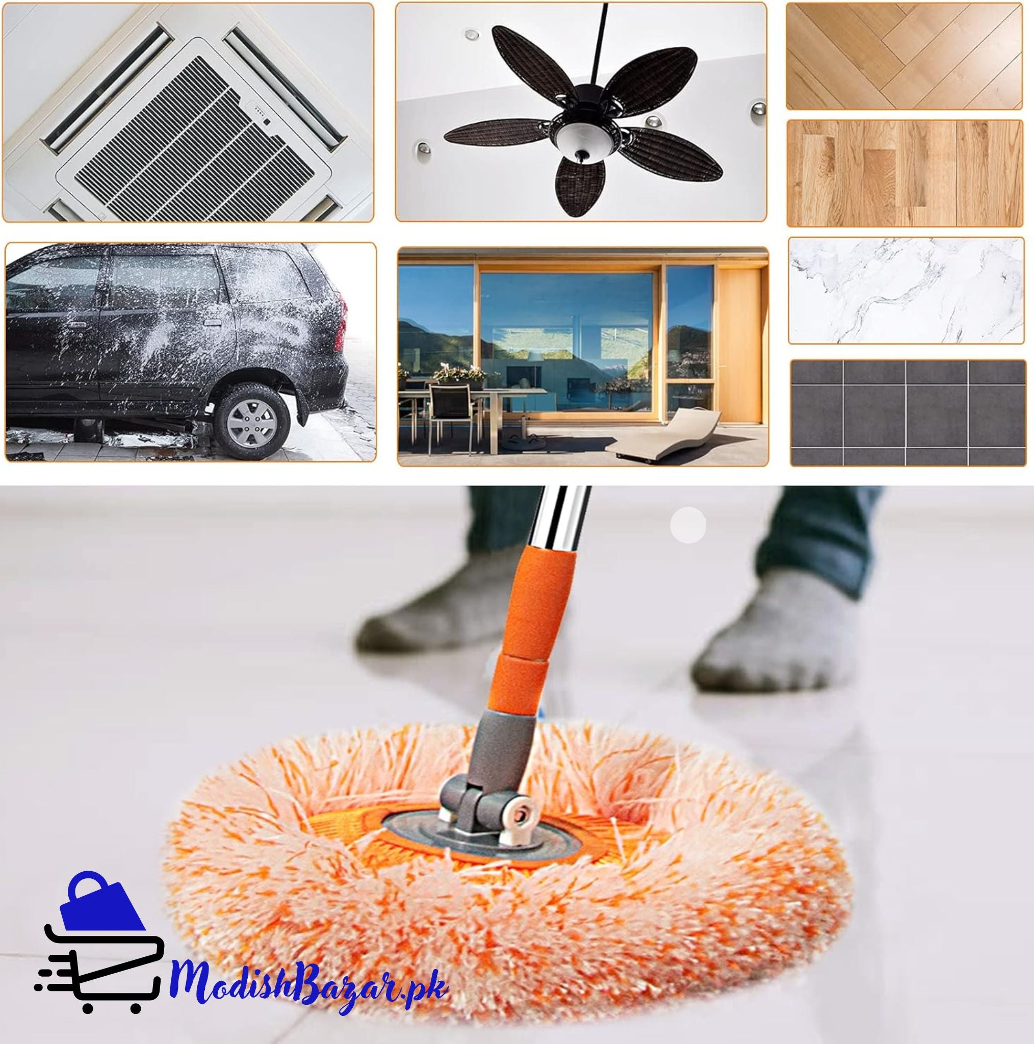orange duster mop