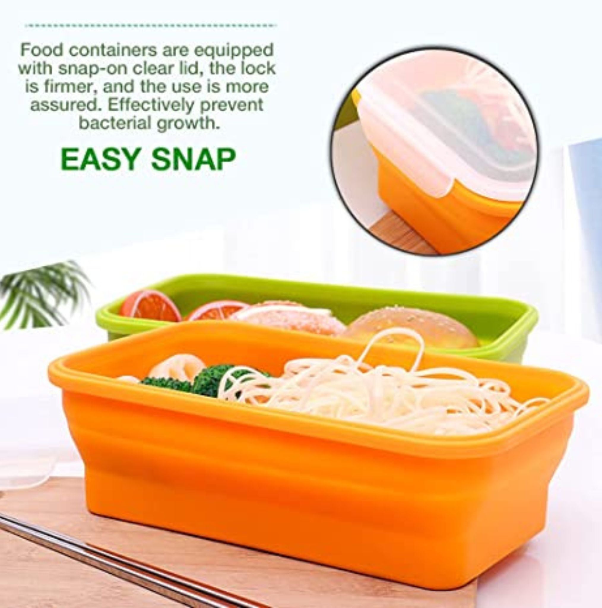 Pack of 2 Silicone Food Containers – Rectangular & Round, BPA-Free, Microwave & Freezer Safe