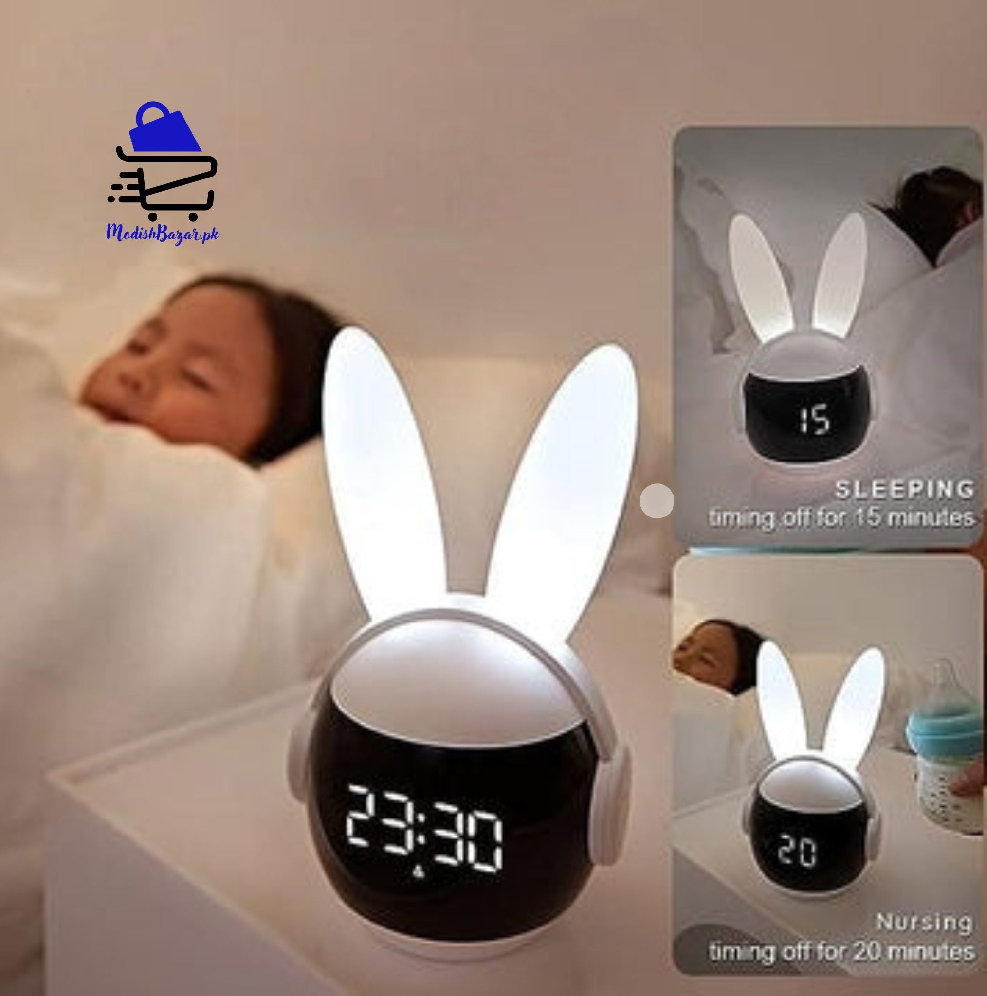 Rabbit Alarm Clock with Bunny Ears

