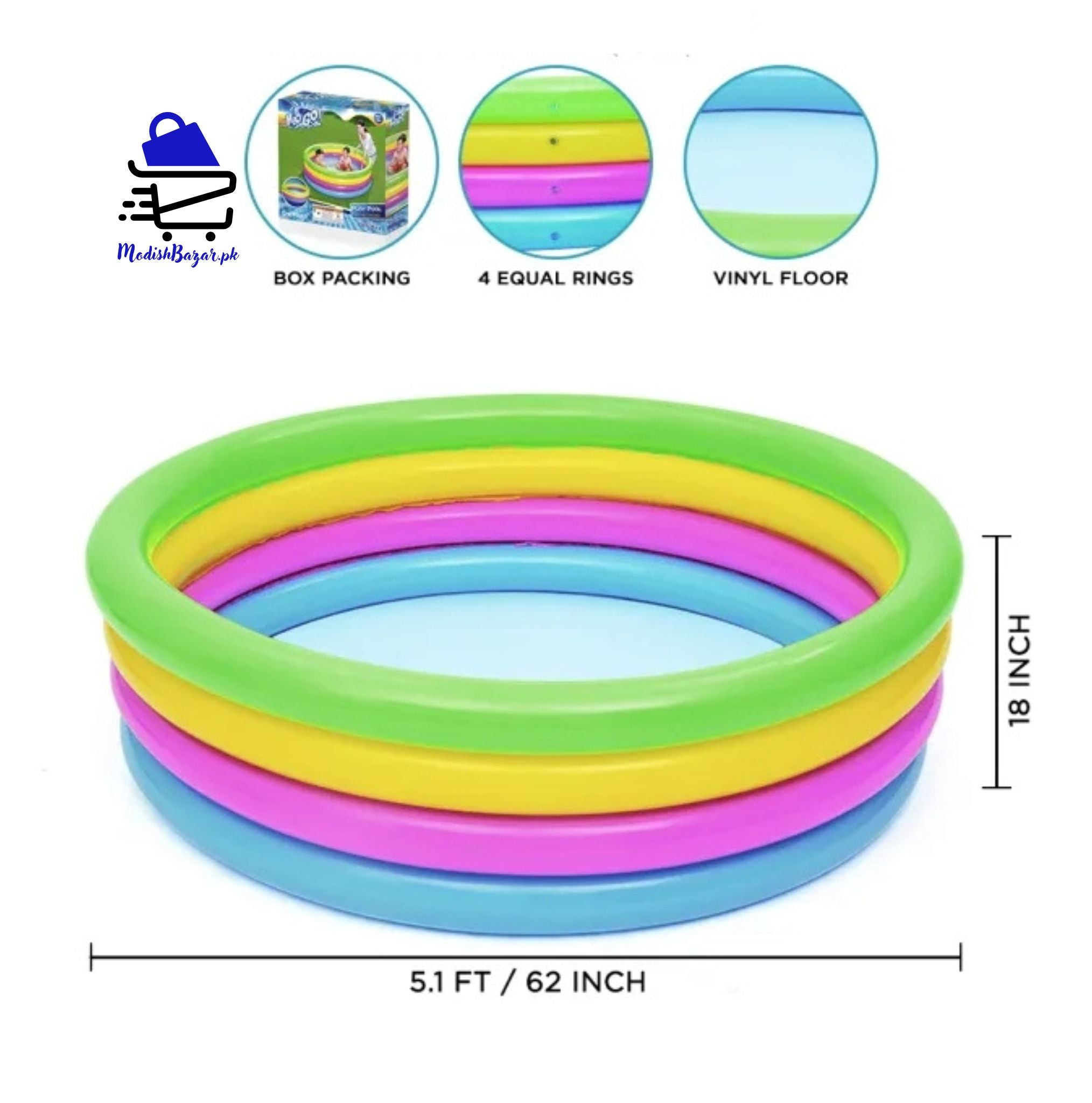 Bestway 51117 4 Ring Colorful Pool For Kids 51″ × 12″