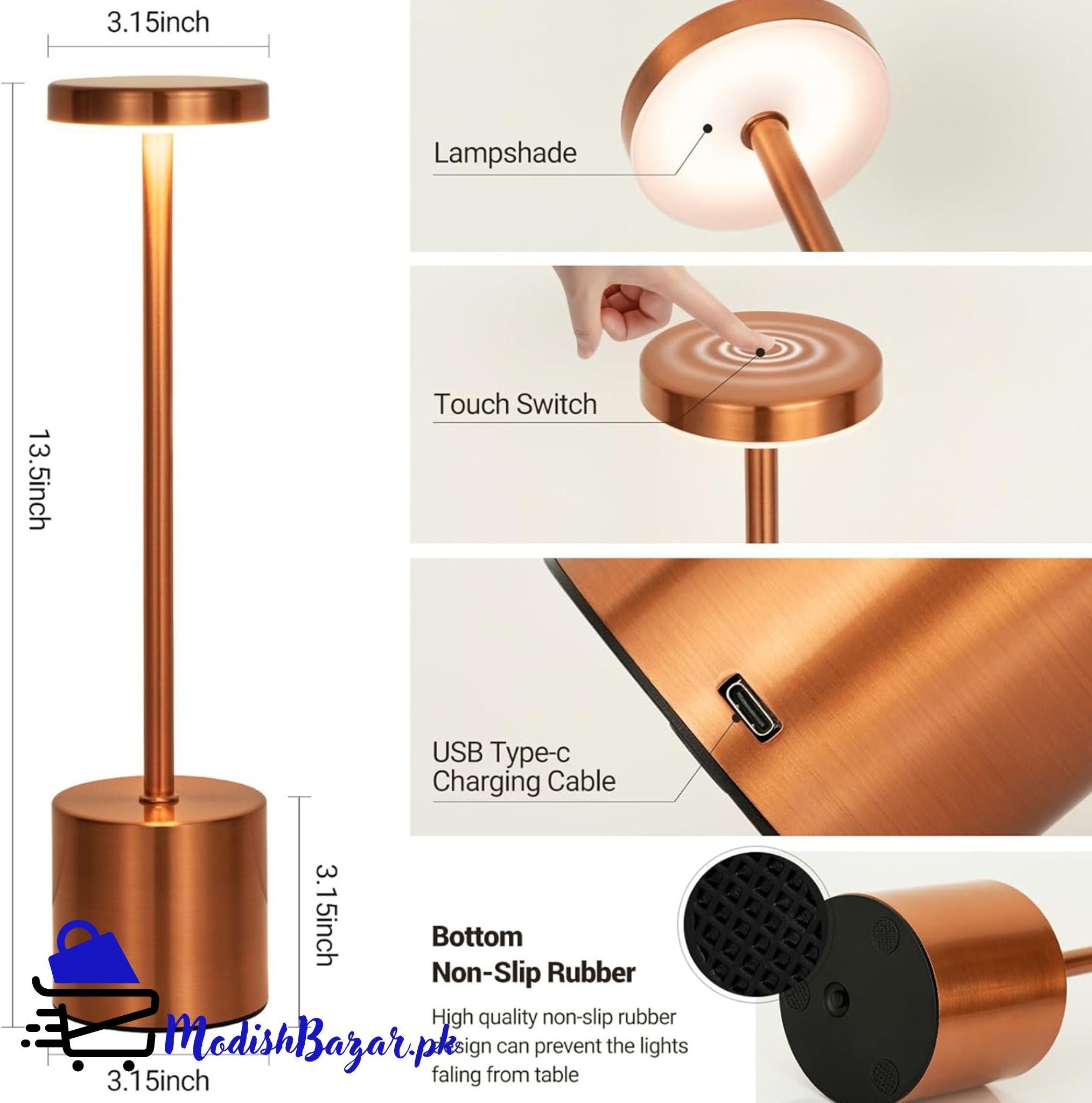 Metal LED Touch Sensor Table Lamp 