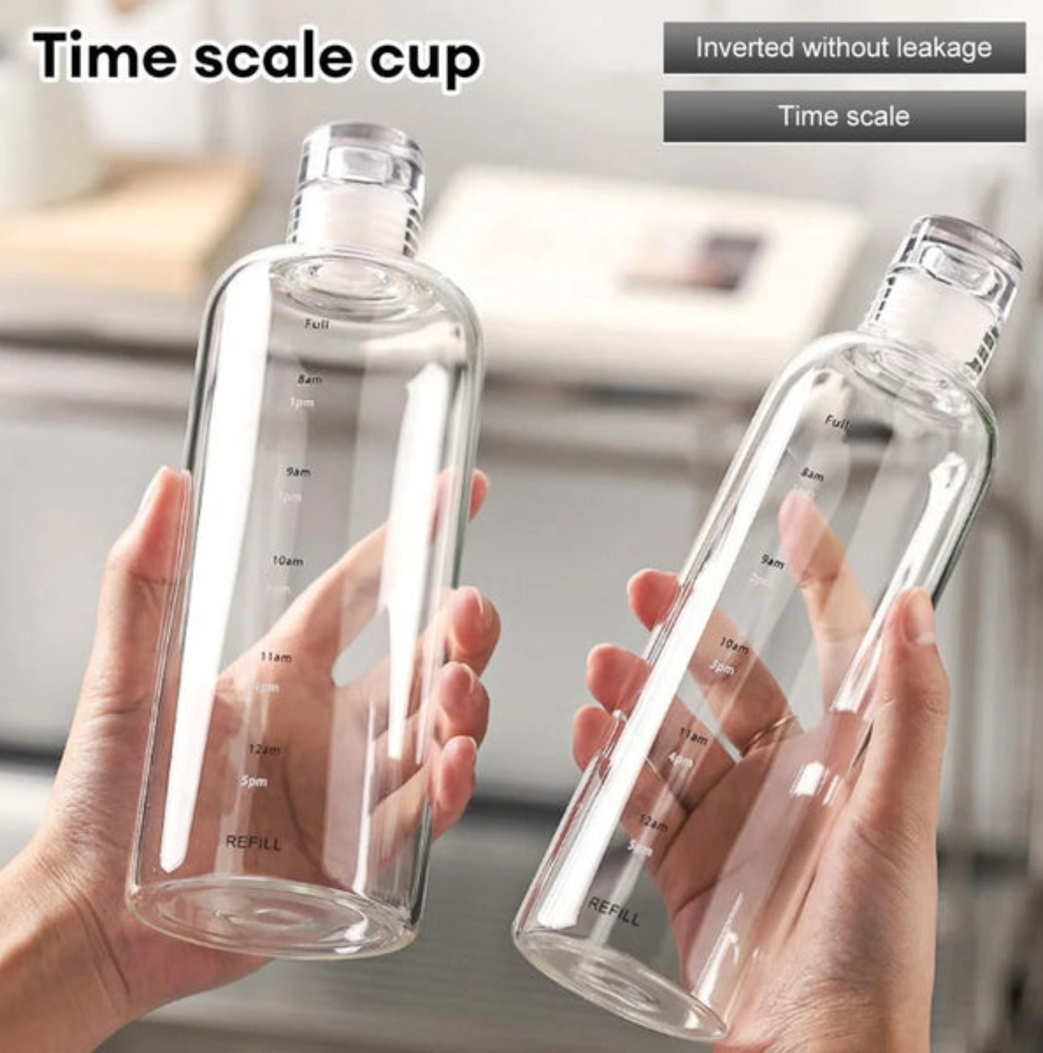 700ml Clear Glass Measurement Water Bottle With Leak-Proof Lid
