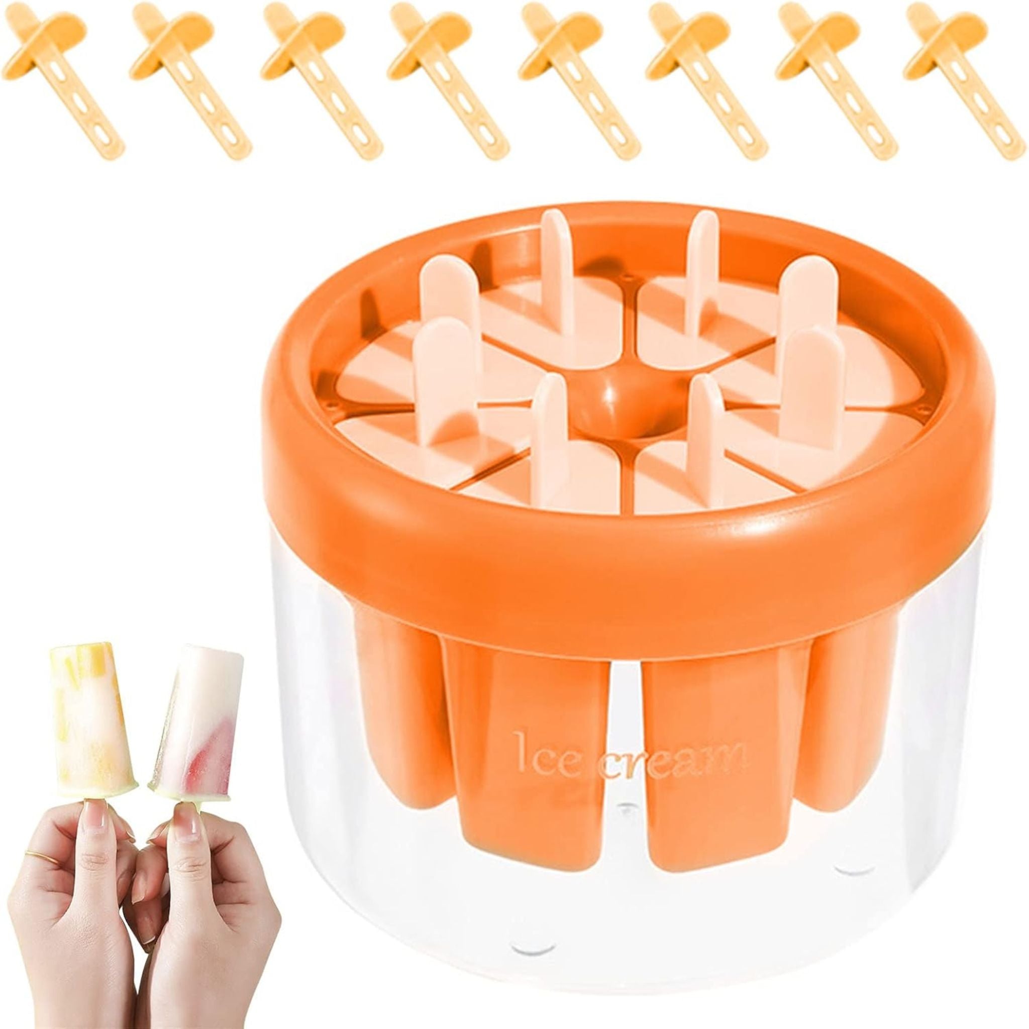 8-Piece Ice Pop Molds – BPA-Free Reusable Popsicle Maker for Homemade Ice Cream