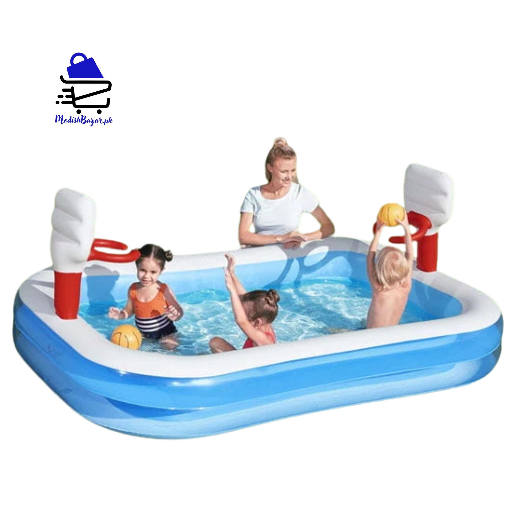 Bestway 54122 inflatable basketball play pool with dual hoops