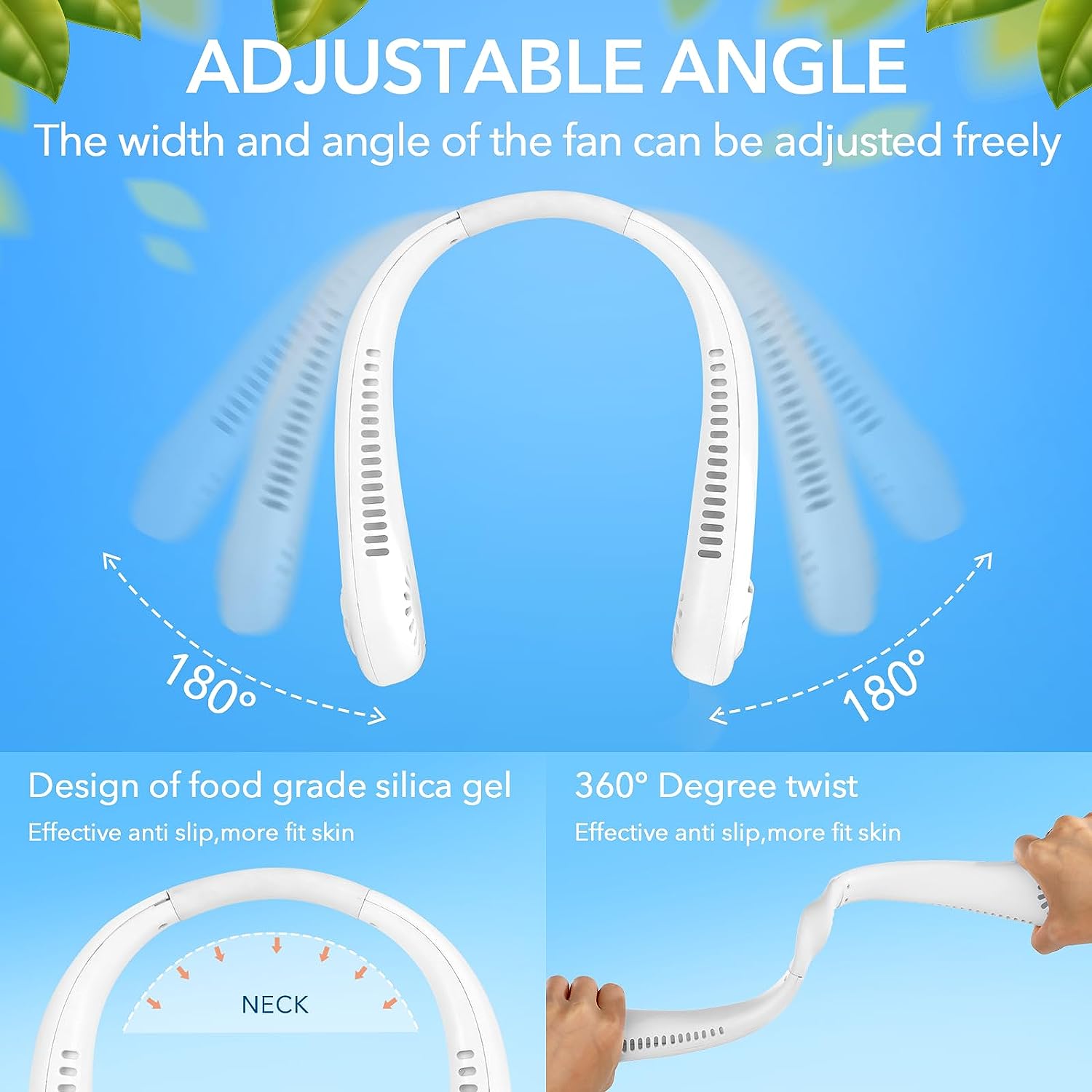 Rechargeable Portable Neck Fan – Hands-Free Bladeless Fan with 3-Speed Cooling – Ideal for Travel, Sports & Home Use - Modish Bazar
