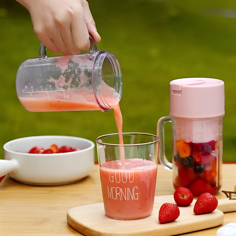 2-in-1 Mini Portable USB Rechargeable Juicer – 6 Blades High-Speed Crusher - Modish Bazar