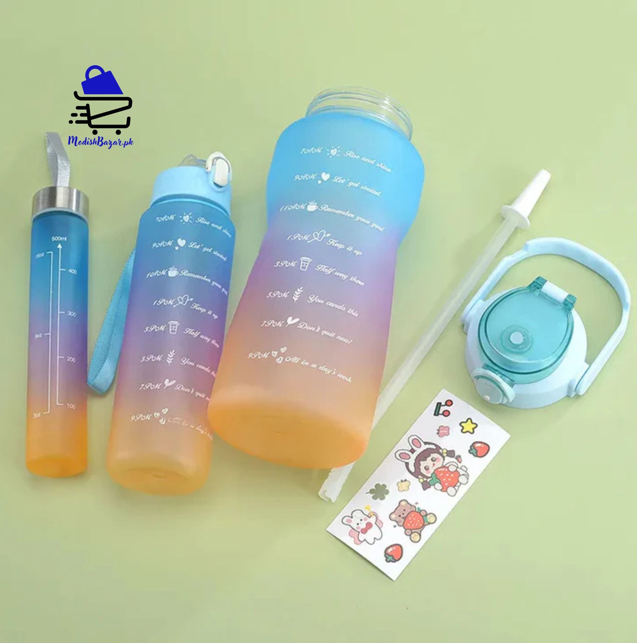 3 pcs Motivational Gradient Water Bottle Set – Stay Hydrated in Style!