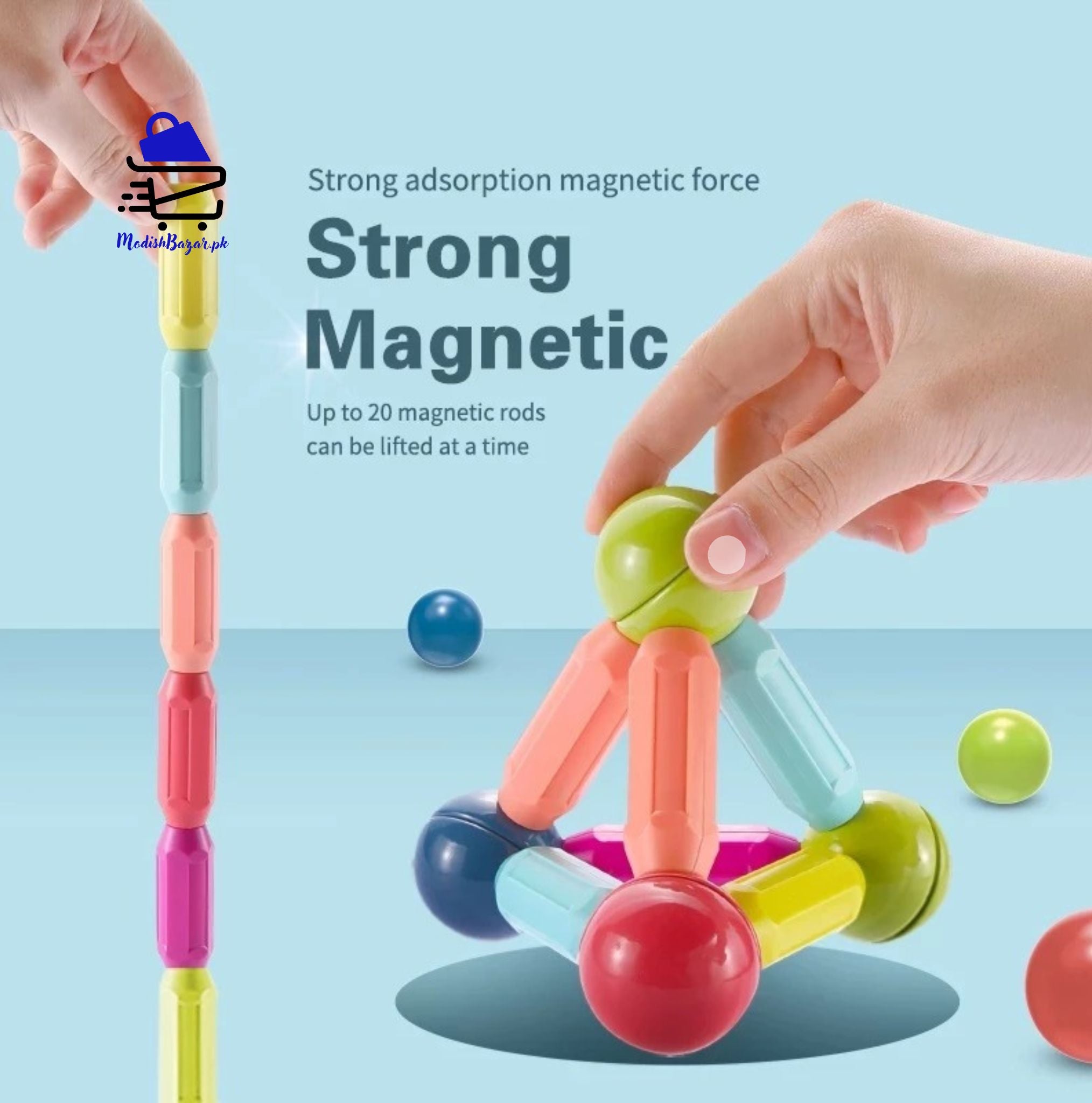 Kids magnet balls and rods building block toy set