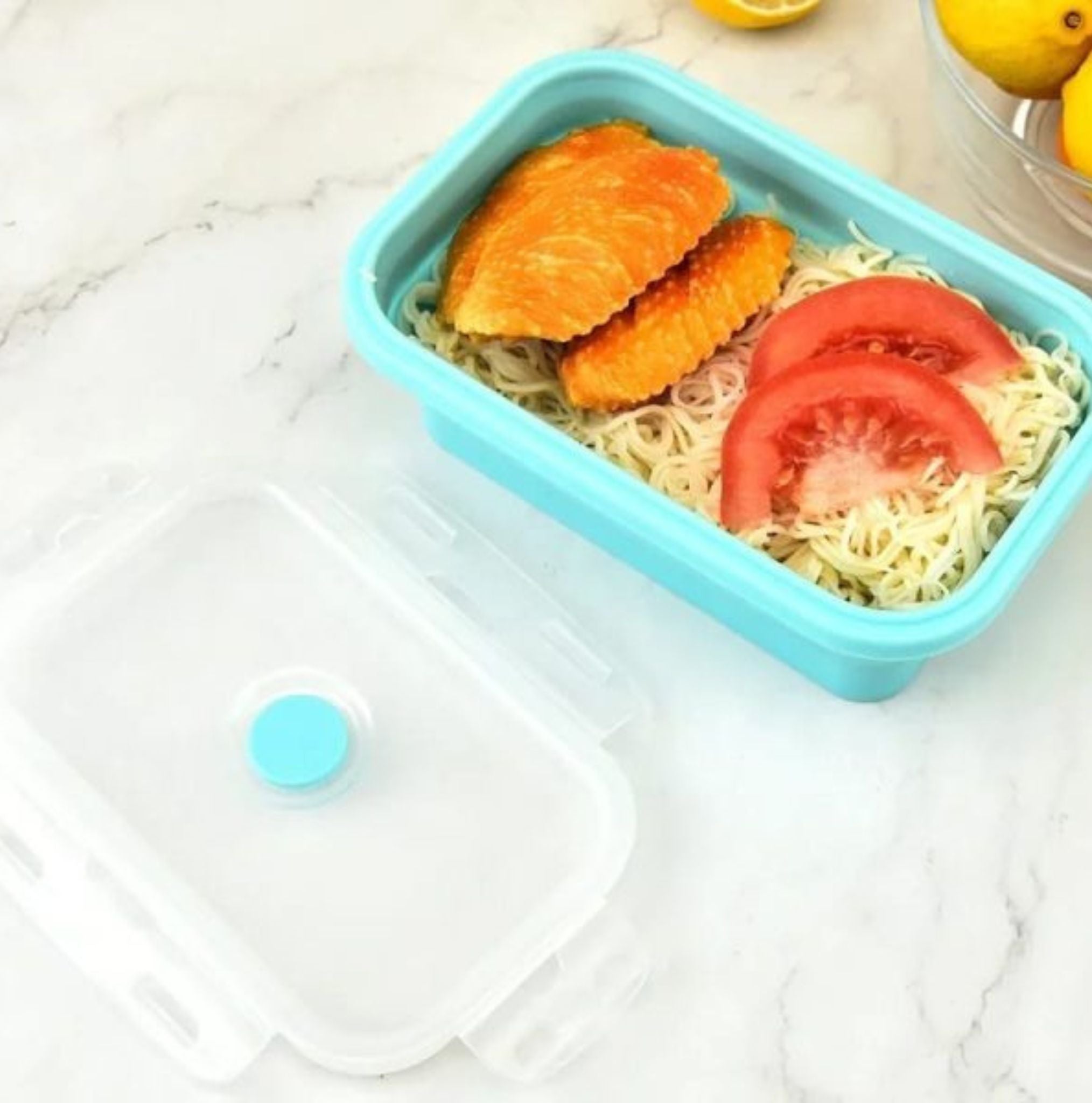 Pack of 2 Silicone Food Containers – Rectangular & Round, BPA-Free, Microwave & Freezer Safe