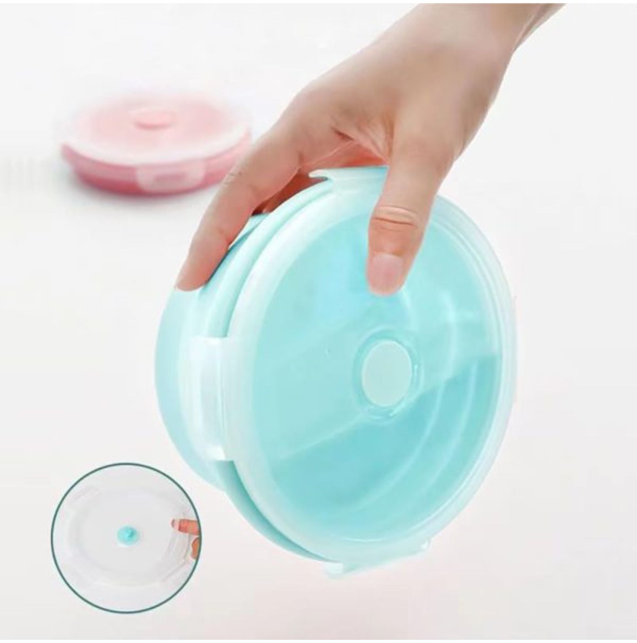 Pack of 2 Silicone Food Containers – Rectangular & Round, BPA-Free, Microwave & Freezer Safe