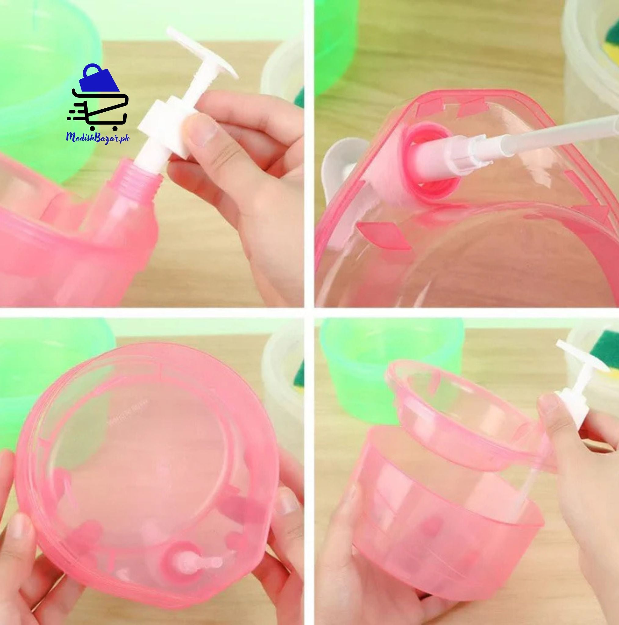 Liquid Dispenser with Built-in Duster Holder – 2-in-1 Sink Organizer