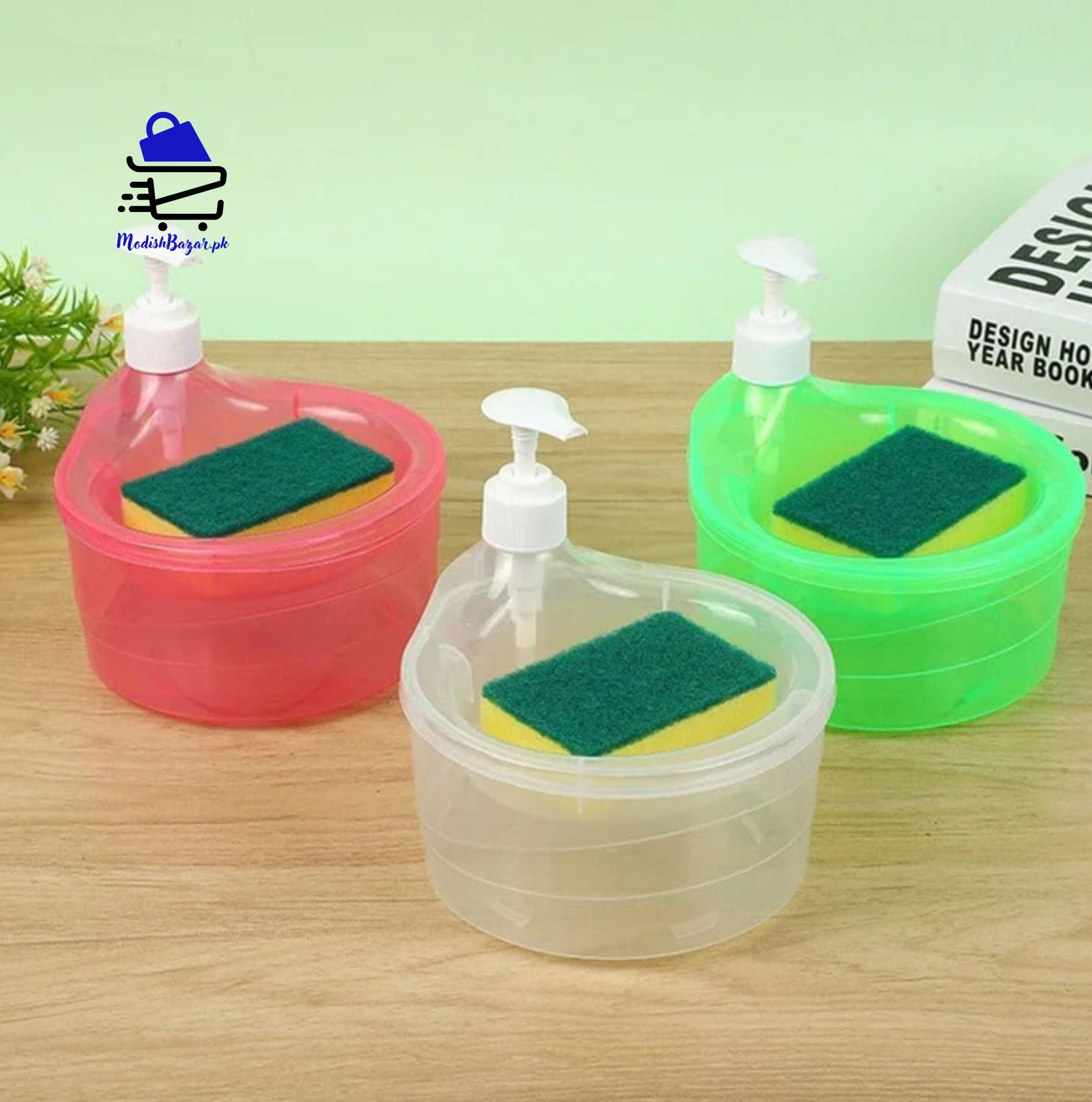 Liquid Dispenser with Built-in Duster Holder – 2-in-1 Sink Organizer
