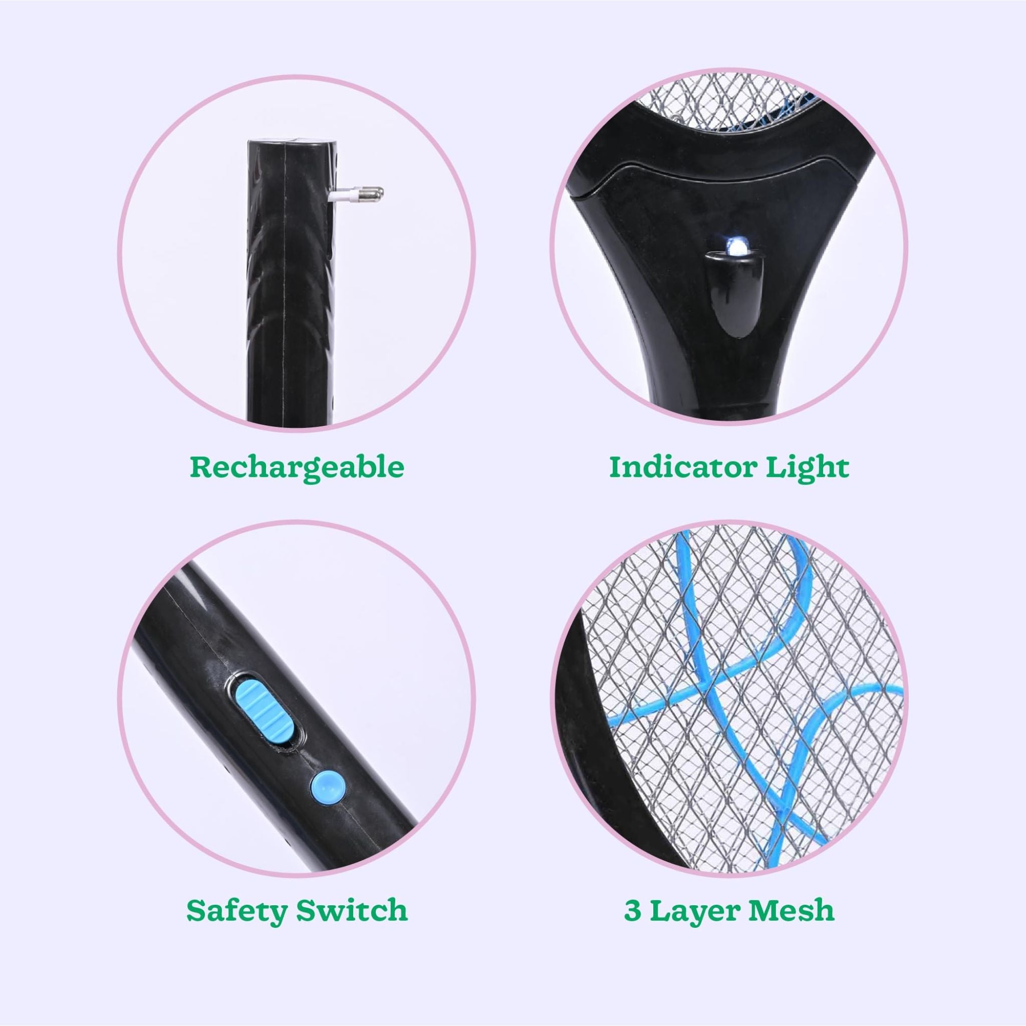 2-in-1 Electric Racket Mosquito Killer with UV Light LED Lamp